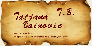 Tatjana Bainović vizit kartica